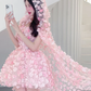 Stunning A Line Strapless Flower Pink Tulle Short Homecoming Dress Cocktail Dress SH2994