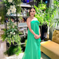 Cute A Line Strapless Bow Green Chiffon Long Prom Dress Graduation Prom Dress SH2457