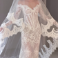 Beautiful Mermaid Long Sleeve Corset White Lace Long Wedding Dress SH7708