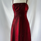 Vintage A Line Straps Beaded Gloss Burgundy Satin Long Prom Dress SH5455