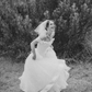 Classic Ball Gown Off the Shoulder White Satin Tulle Long Wedding Dress SH7443