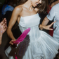 Simple A Line Strapless Corset White Satin Short Homecoming Dress Birthday Dress SH2164