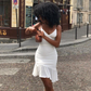 White Spaghetti Straps Ruffles Party Dress Elegant Homecoming Dress SH618