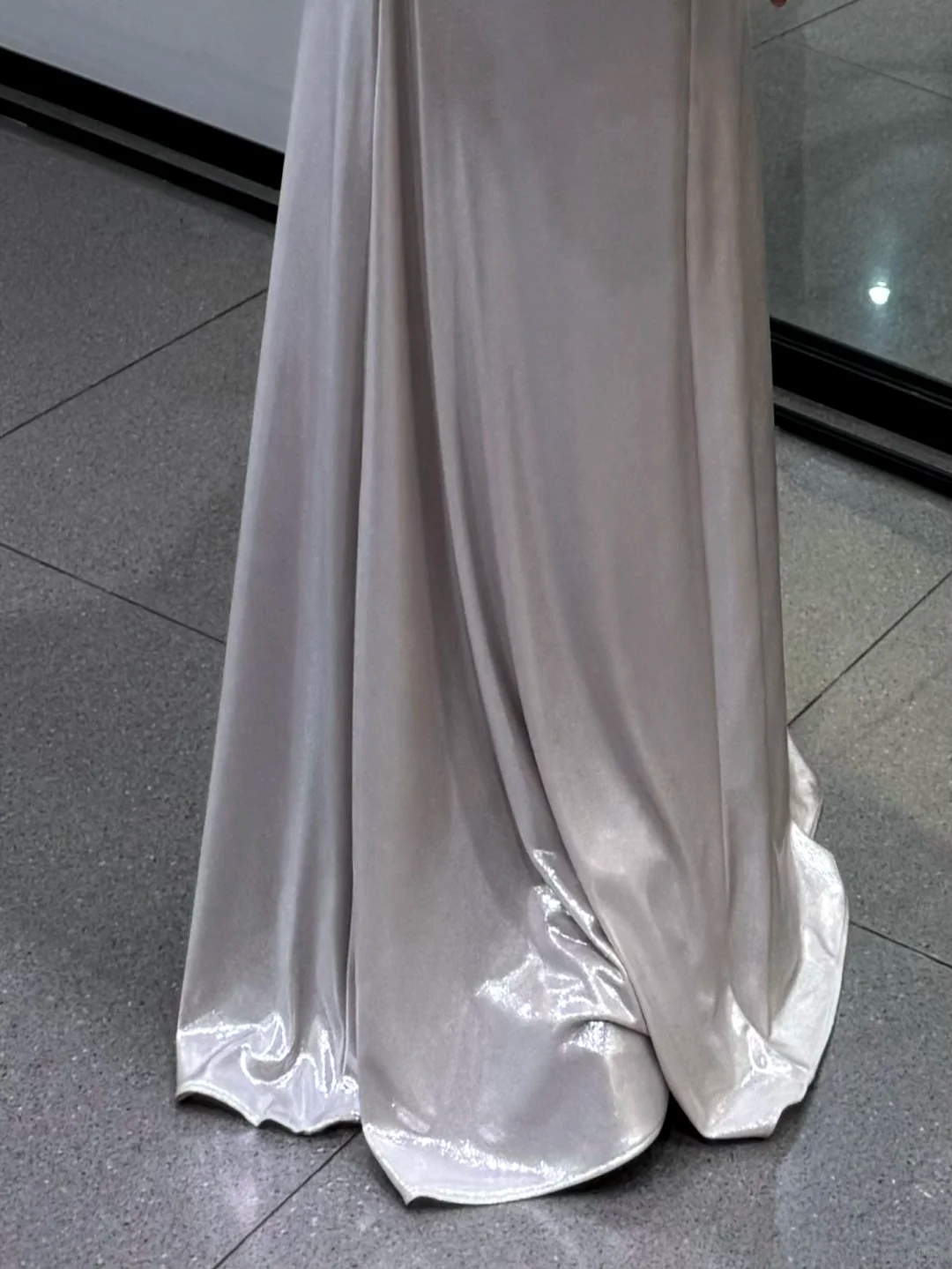 Open Back Silver A Line Spaghetti Straps Simple Satin Long Prom Dress Party Dress SH5020