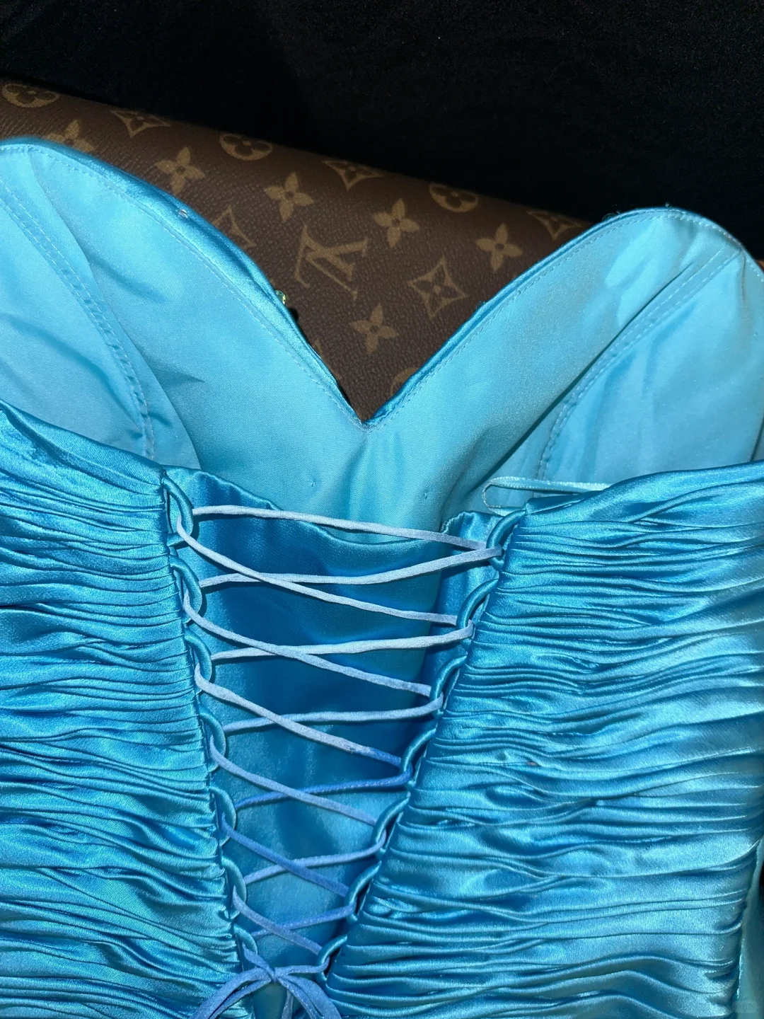 Stunning Mermaid Sweetheart Neck Beaded Sequin Blue Satin Long Prom Dress Evening Dress SH3157