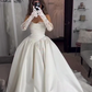 Beautiful Ball Gown Strapless White Lace Satin Long Wedding Dress SH6188