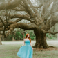 Cute A Line Strapless Appliques Blue Tulle Party Dress Evening Dress SH2811