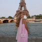 Elegant Pink Mermaid Strapless Chiffon Satin Long Prom Dress Wedding Guest Dress SH4808