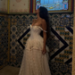 Vintage Ball Gown Off the Shoulder Satin Lace Prom Dress Wedding Dress SH4479