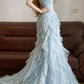Baby Blue Mermaid Exquisite Beaded Layered Chiffon Lace Graduation Prom Dress Wedding Guest Dress SH5430