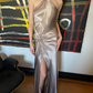 Simple A Line Halter Brown Satin Open Back Long Prom Dress Graduation Prom Dress with Slit SH2594