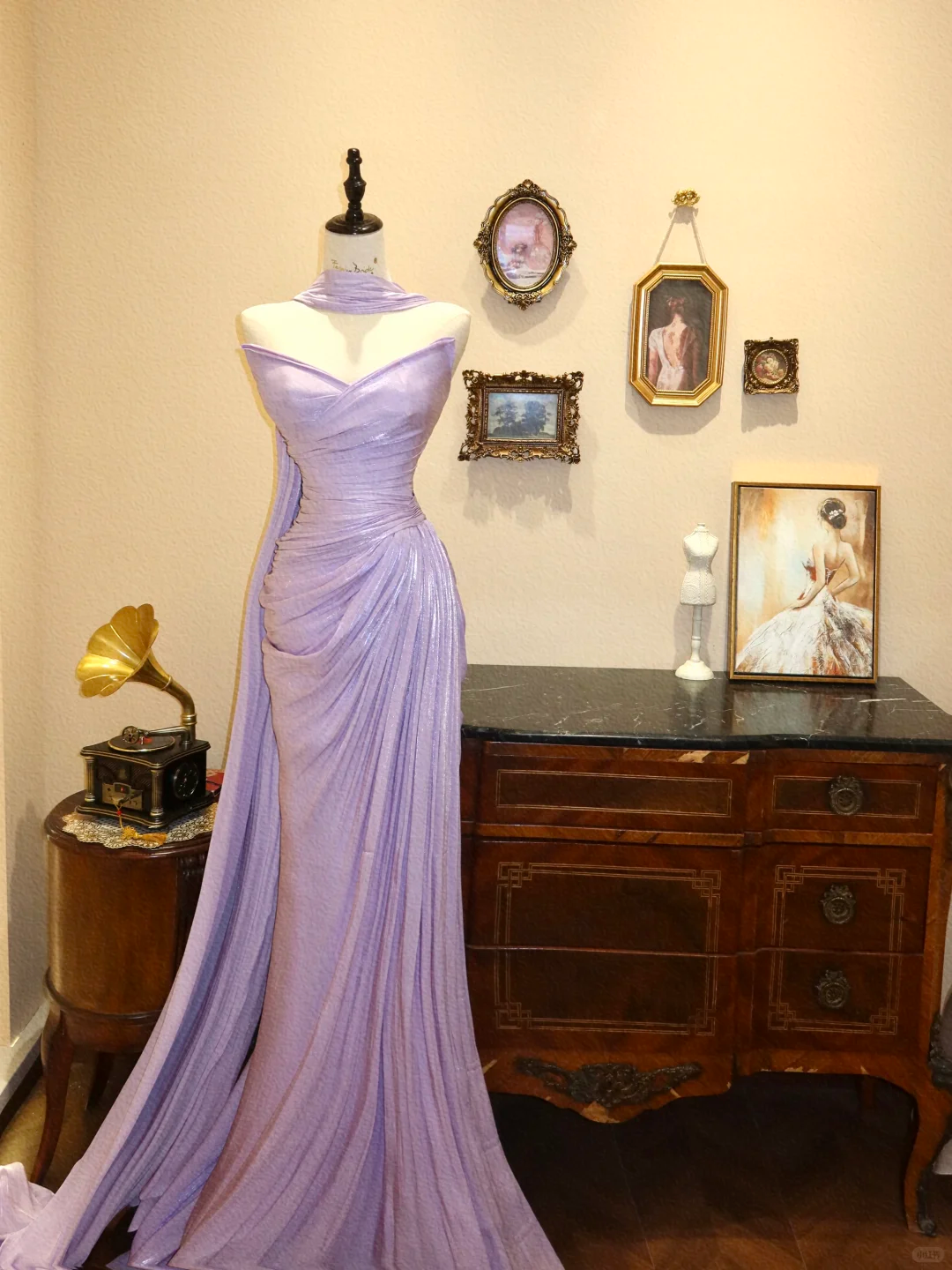 Gentle Lilac Mermaid Strapless Pleated Satin Prom Dress Evening Dress SH7363