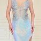 Dazzling Butterfly Beaded Sheath Spaghetti Strap Sequin Slit Prom Dress Evening Dress SH6761