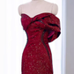 Elegant Off The Shoulder Mermaid Long Evenuing Dress Burgundy Prom Dress SH1199