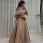 A Line Off the Shoulder Rhinestone Satin Prom Dress Evening Dress SH1897