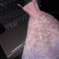 Purple Pink Ombre A Line Strapless 3D Flower Tulle Long Prom Dress Graduation Prom Dress SH2451