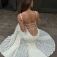 Romantic Mermaid Spaghetti Strap Ivory Lace Prom Dress Evening Dress SH8515