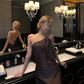 Sexy Brown Sheath One Shoulder Satin Prom Dress Evening Dress Date Dress with Slit SH4908