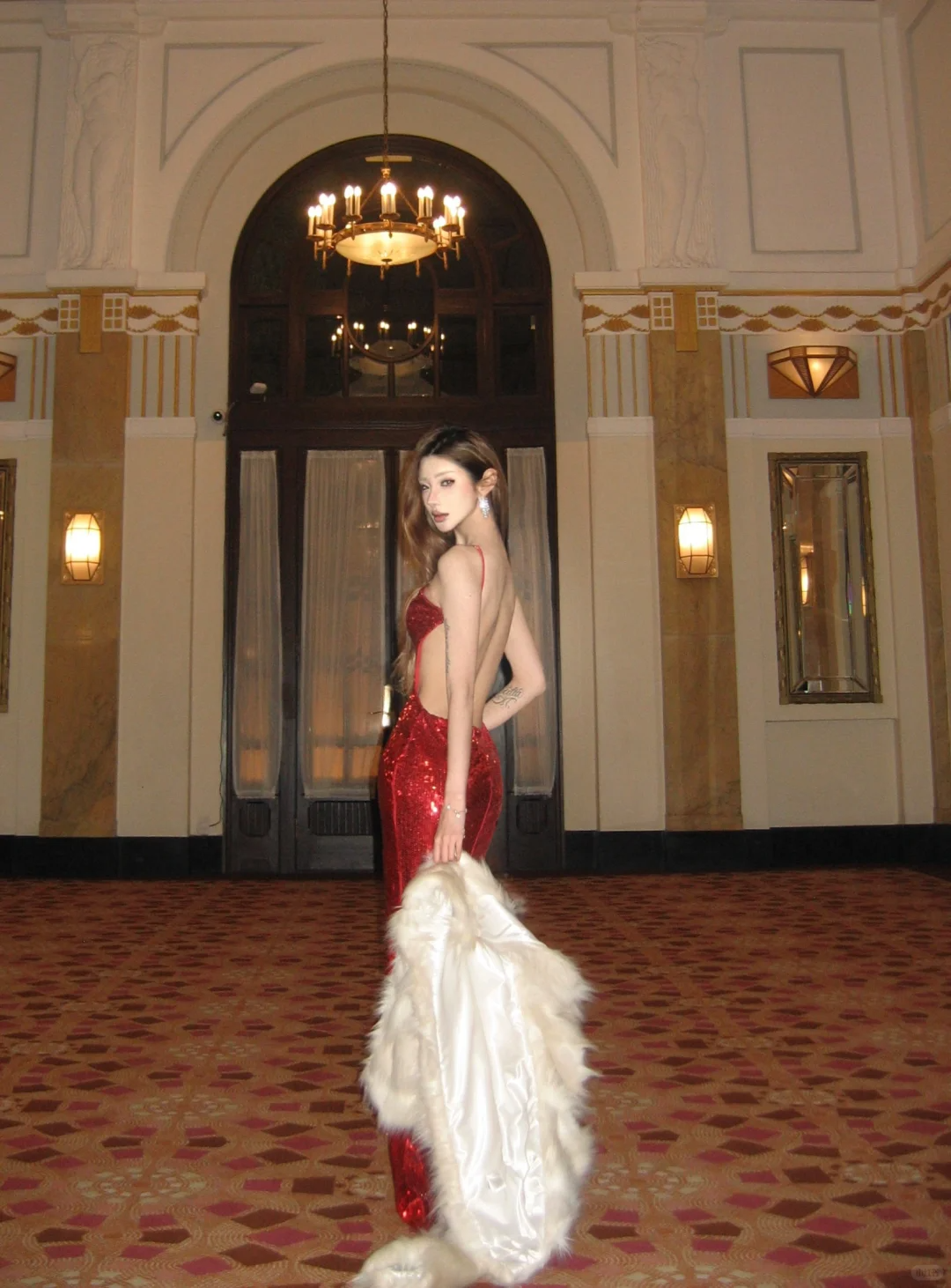 Sexy Red Sheath Halter Sequin Open Back Prom Dress Party Dresses SH4598