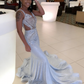Shiny Sequins African Mermaid Prom Dresses Long Train Black Girls Pageant Graduation Dress P6796
