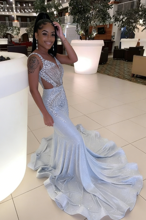 Shiny Sequins African Mermaid Prom Dresses Long Train Black Girls Pageant Graduation Dress P6796 Shiny Sequins African Mermaid Prom Dresses Long Train Black Girls Pageant Graduation Dress P6796