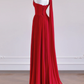 Flowy Red A Line One Shoulder Chiffon Long Prom Dress Party Dress SH4364