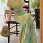Unique Blue-green Ombre Mermaid Print Floral Chiffon Prom Dress Evening Dress SH6768