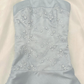 Cute Blue A Line Strapless Embroidery Satin Short Homecoming Dress Outfits SH3608