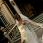 Romantic Sheath Long Sleeve White Lace Wedding Dress with Slit SH6988