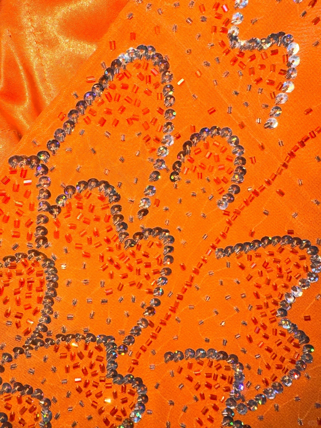 Stunning Mermaid Strapless Beaded Sequin Orange Chiffon Long Prom Dress Party Dress SH3043