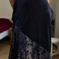 Vintage Sheath Spaghetti Strap Dark Blue Lace Velvet Prom Dress Evening Dress SH6076