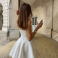 Beautiful Lily Print A Line Straps Satin Short Prom Dress Homecoming Dress SH7213