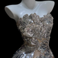 Silver Layered Sequin A Line Sweetheart Neck Apricot Tulle Long Prom Dress Evening Dress SH5007