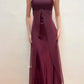 Vintage Baby Blue A Line Straps Chiffon Satin Prom Dress Evening Dress SH5663