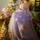 Purple Pretty Ball Gown Strapless Floral Tulle Prom Dress 16th Birthday Dress SH4087