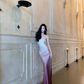 Elegant Mermaid Strapless Grape Purple Ombre Satin Prom Dress Outfits SH4372