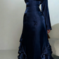 Elegant Straps Pleated Ruffles Long Prom Dress Evening Gown SH1244