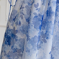 Blue Flower A Line Straps Chiffon Long Prom Dress with Slit SH1805