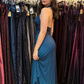 Sexy Halter Ombre Green Chiffon Backless Long Prom Dress Evening Dress SH1147