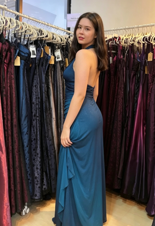 Sexy Halter Ombre Green Chiffon Backless Long Prom Dress Evening Dress SH1147