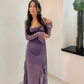 Grape Purple A Line Long Sleeve Ruffle Tulle Homecoming Dress Date Dress Outfits SH3631