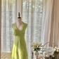 Gentle A Line Halter Beaded Green Chiffon Open Back Party Dress Homecoming Dress SH2936
