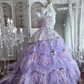 Vintage Lilac 3D Flower Ball Gown Layered Tulle Prom Dress Sweet 16 Dress SH5989