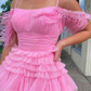 Off The Shoulder Pleated Tiered Tulle Party Dress,Pretty Homecoming Dress SH641
