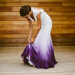 V neck Ombre Formal Prom Dress, A Line Wedding Party Gown T1824