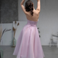 Romantic Pink A Line Puff Organza Prom Dress Party Birthday Dress SH3677