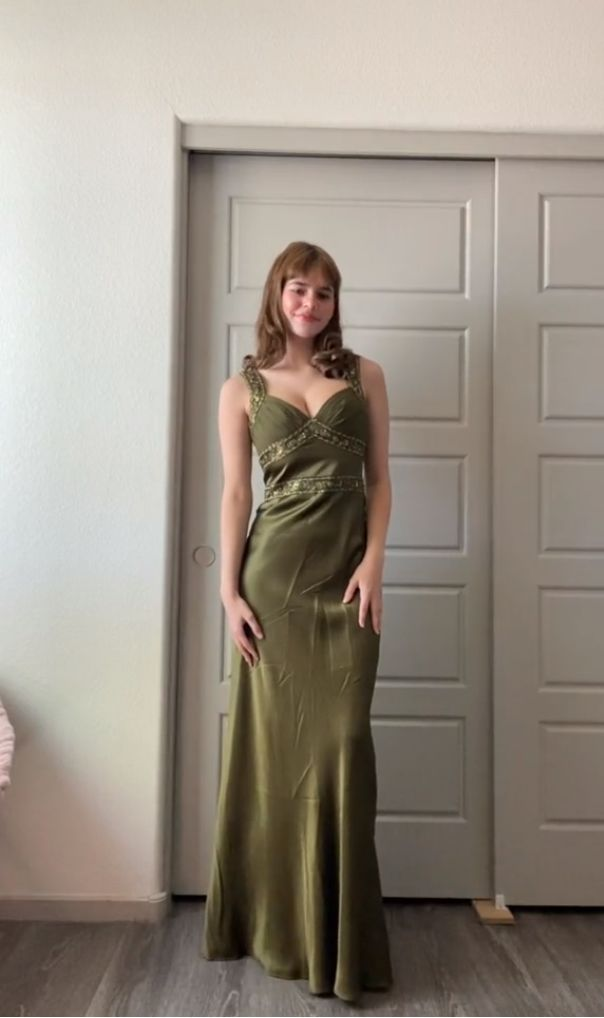Elegant Sheath Olive Green Prom Dress Long Formal Dress SH1223 – shinydress