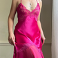 Hot Pink Sexy A Line Spaghetti Strap Lace Satin Prom Dress Evening Dress SH2316