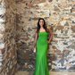 Stunning Sheath Strapless Green Satin Long Prom Dress Evening Dress SH2301