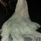 Romantic A Line Strapless Beaded Green Champagne Tulle Party Dress Evening Dress SH3372